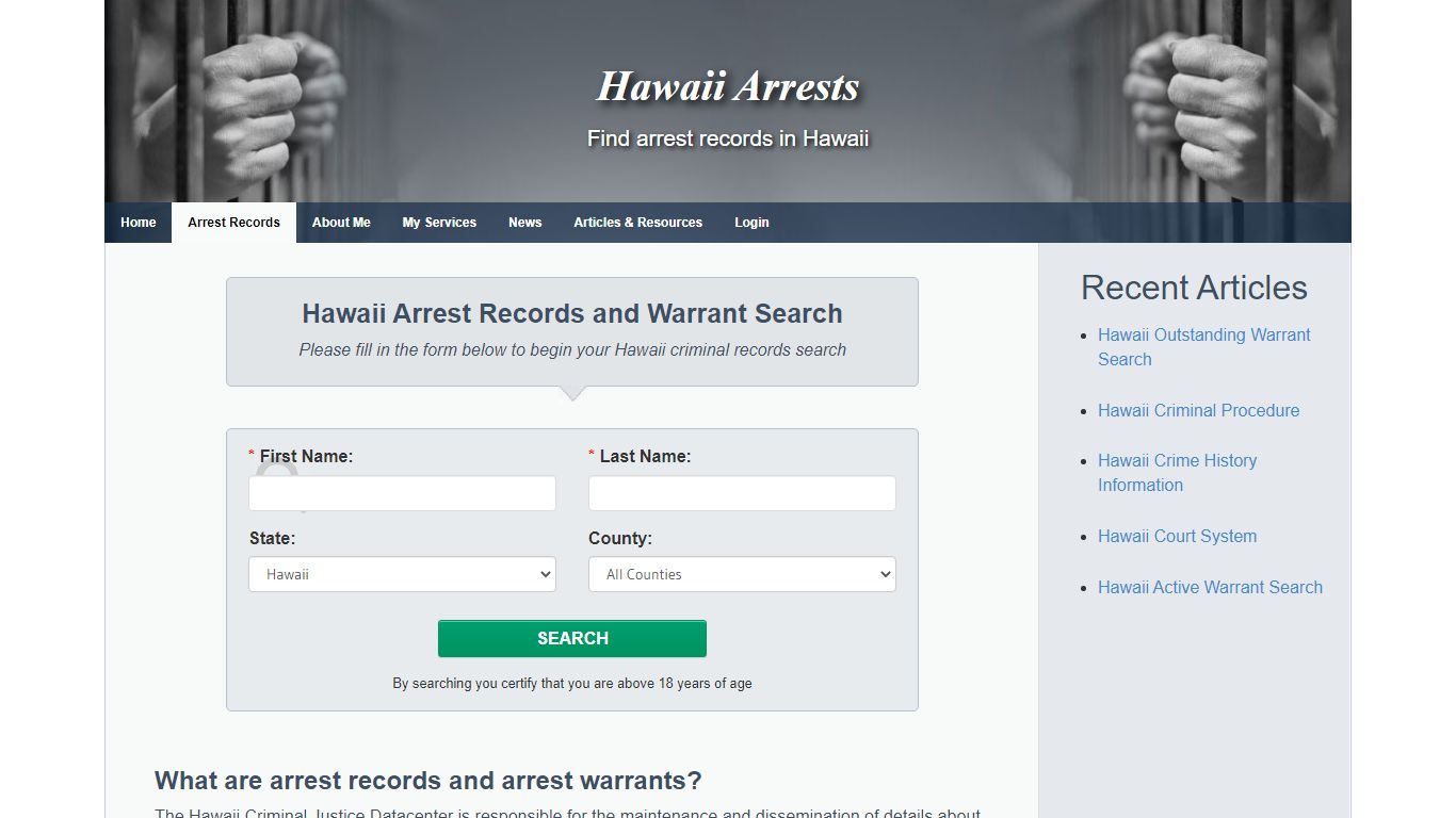 Hawaii Arrest Records and Warrants Search - Hawaii Arrests